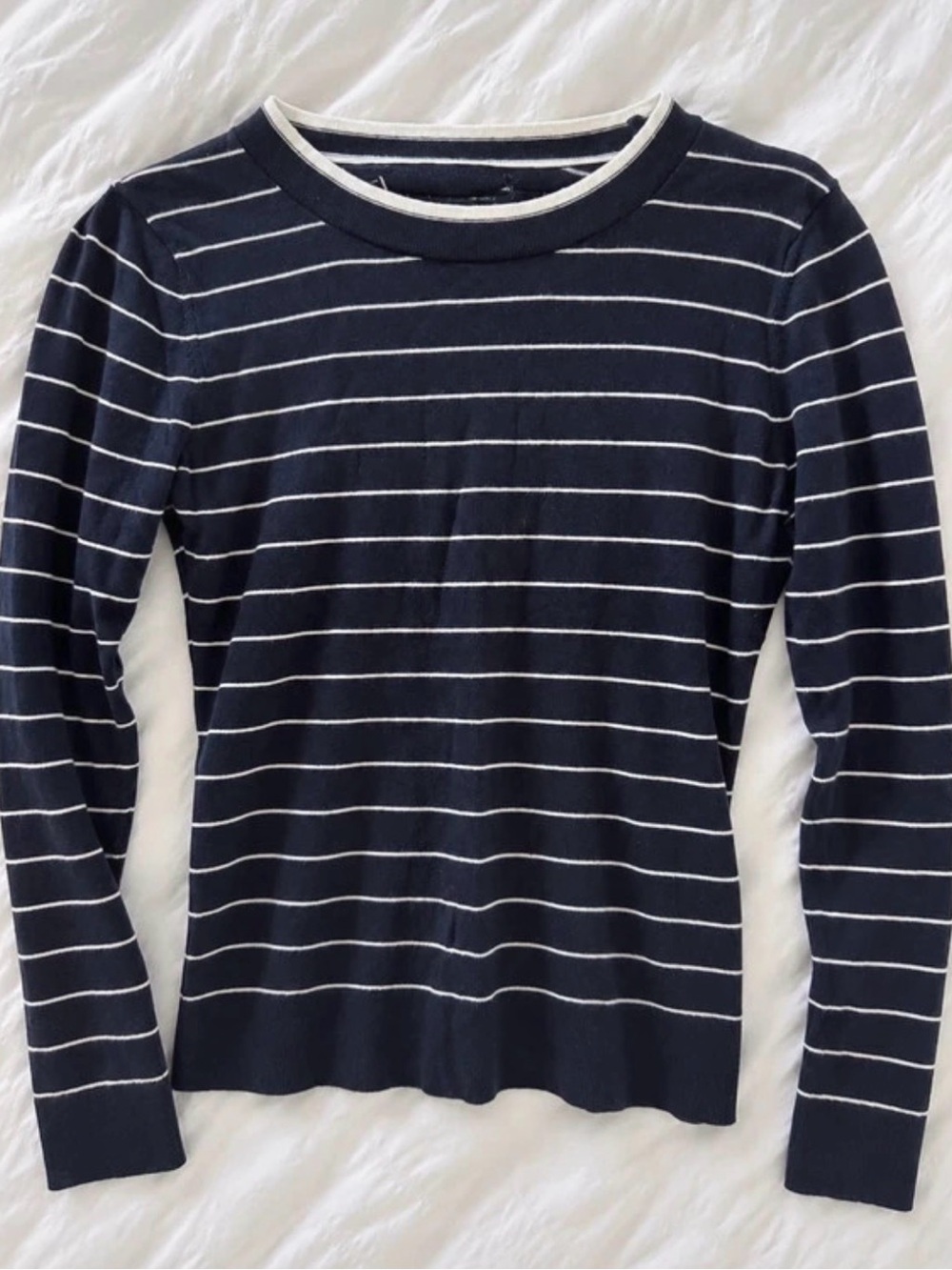 Classic Navy & White Striped Long-Sleeve Top